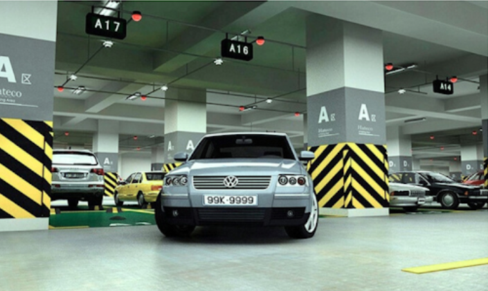 Bãi đậu xe tầng hầm và tầng 2 khối đế